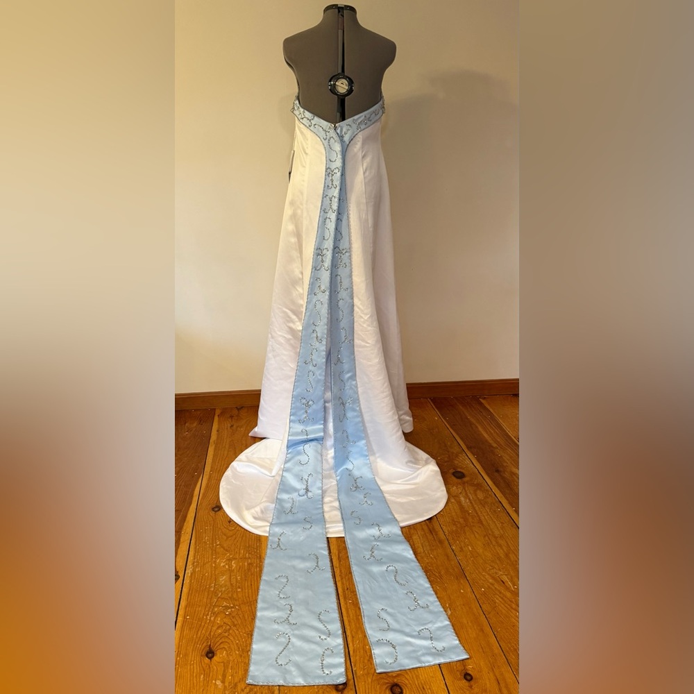 JJs House White and Light Blue Wedding Gown